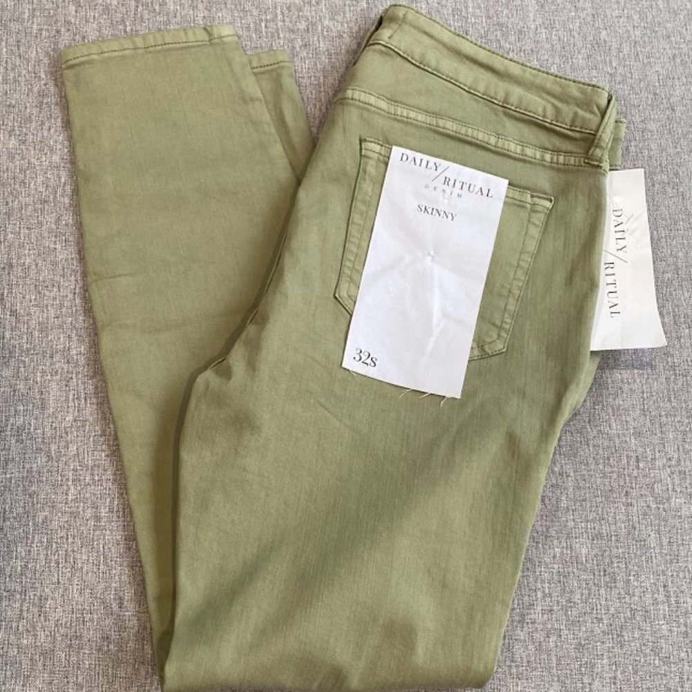 Daily Ritual Women's High-Rise Skinny Jean - Colored Denim, Sage, Size 32S